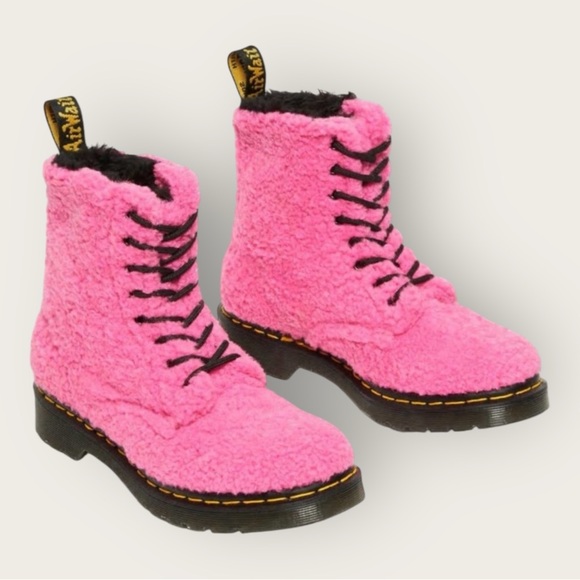 Dr. Martens Shoes - Dr Martens 1460 Pascal Faux Shearling Pink Lux Borg Boots Women’s Size 7 Boots
